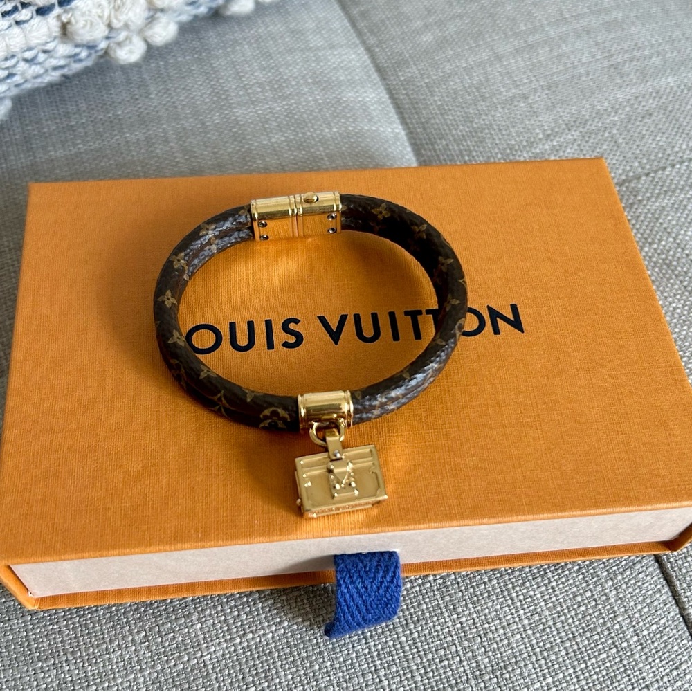 Louis Vuitton Petite Malle Charm Bracelet Twice Monogram Canvas Gold Hardware